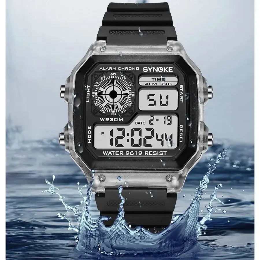 Synoke digital uhren männer sport leuchtende multifunktion wasserdicht chrono armbanduhr outdoor und lauf student sieben lichter