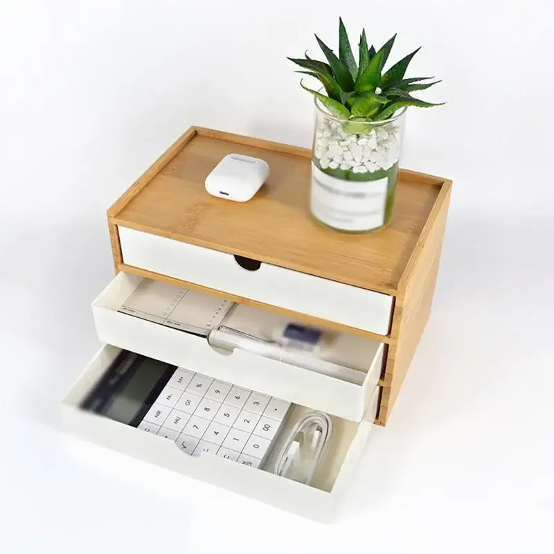 1-3 Schicht Bambus Aufbewahrungsbox Kleinigkeiten Kosmetik Schmuck Schreibwaren Headset Aufbewahrungsbox Home Office Hotel Aufbewahrungsschubladen