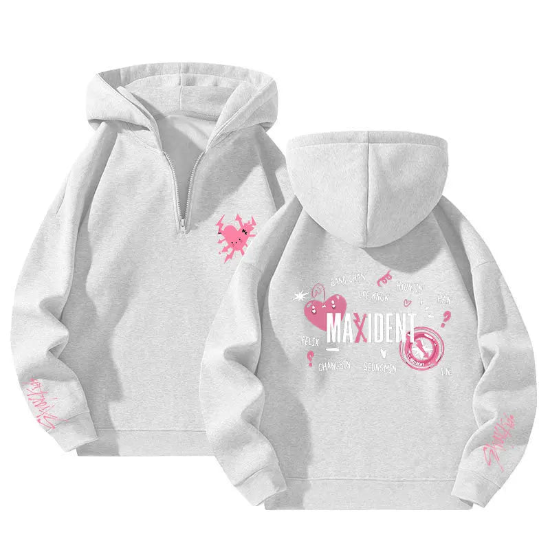 Kapuzenpullover Stray Kids Maxident Fleece Herren und Damen Casual Kpop Hip Hop Langarm Reißverschluss Hoodie Top