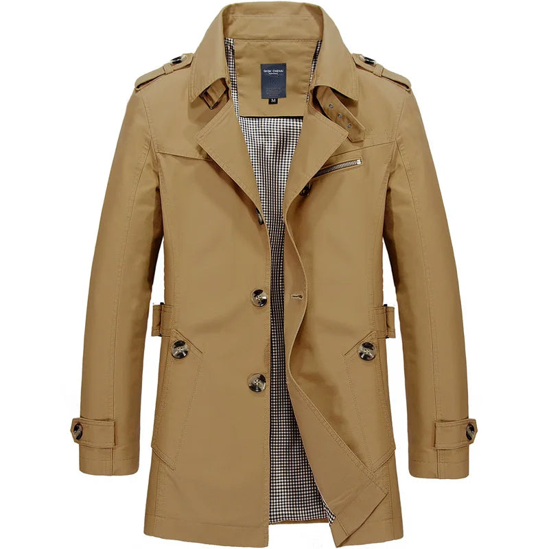 Mode Männer Graben Jacken Marke Casual Business Graben Mantel Herren Freizeit Mantel Männlichen Einreiher Windjacken Plus Größe