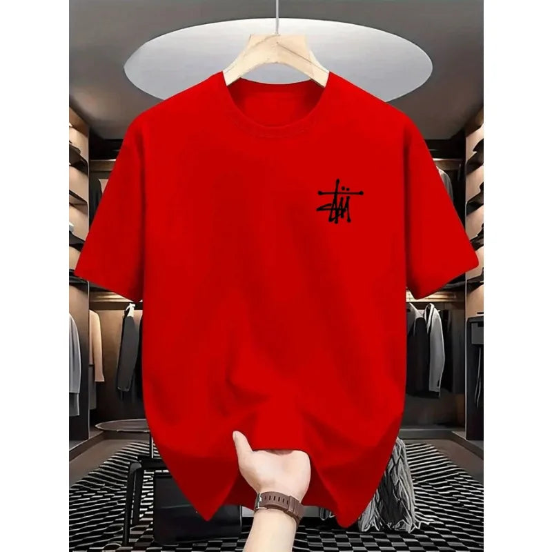 Herren-T-Shirt mit Rundhalsausschnitt, kurzen Ärmeln, sauberem Finish, stilvoll, trocken bequem, waschbar, dehnbar, leicht, modisch.