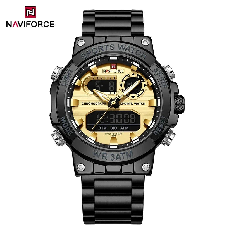 NAVIFORCE Männer Militär Uhr Wasserdichte Armbanduhr Dual Display Quarzuhr Sport Uhr Männliche Große Uhren Männer Relogios Masculino