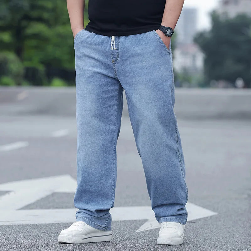 8XL Oversize Jeans Männer Herbst Mode Streetwear Hose Plus Größe Cargo Jeans Weiche Baumwolle Lose Baggy Casual Jeans Für Papa mann