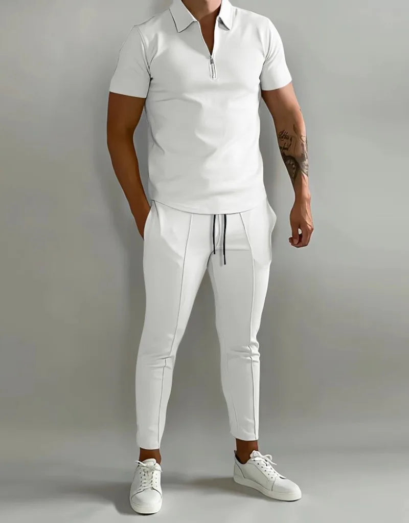 Frühling und Sommer Herren Sets Revers Kurzarm Poloshirt Sporthosen 2-teilige Anzüge für Männer