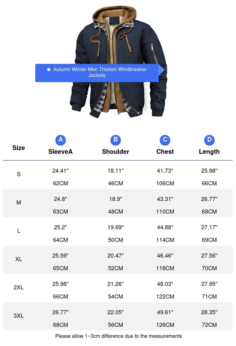 Herbst Winter männer Warme Bomber Jacke Outdoor Mann Dicke Windjacke Wandern Mit Kapuze Mäntel Männer Thermische Sport Zipper Parkas Jacke