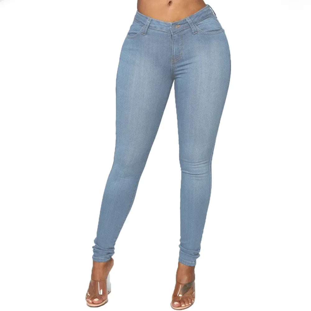 Damen Jeans Bleistift Denim Hose Butt Lifting Style
