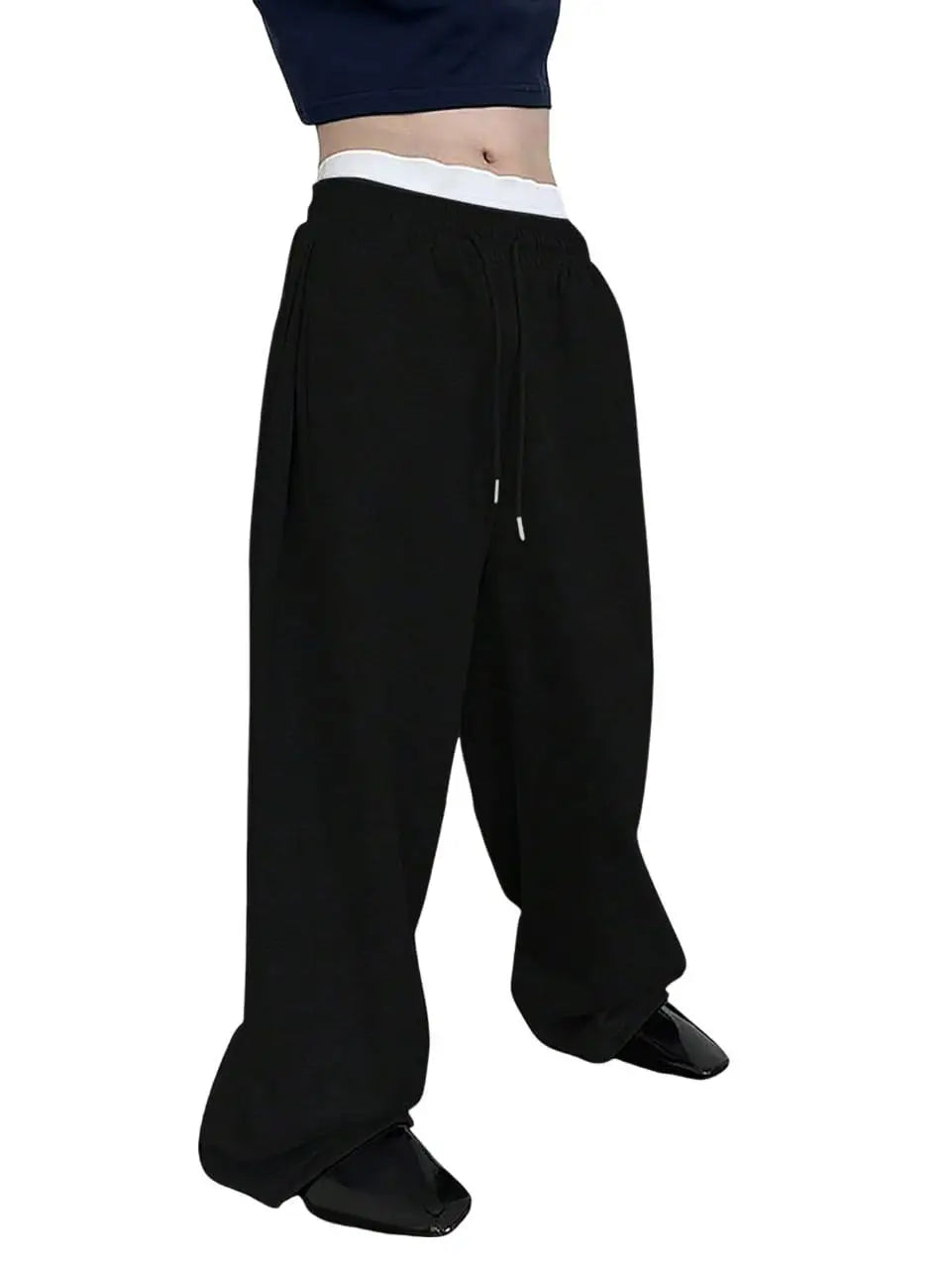 Herren-Sweatpants mit weitem Bein, Kordelzugbund, gerade geschnitten, lockere Freizeithose, Wanderhose, Jogginghose