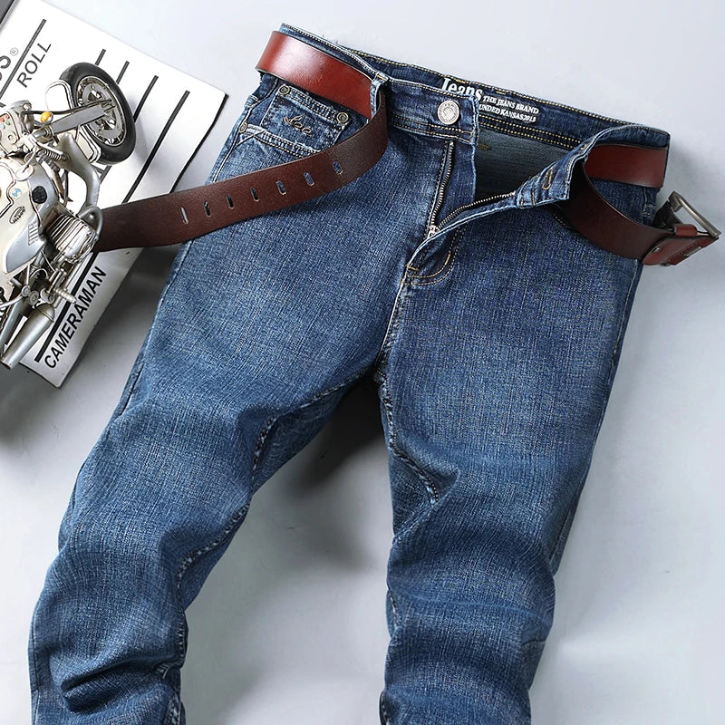 2026 Top-Marke Gewaschene Jeans-Hose Vier-Jahreszeiten-Herren-Jeans Hochwertige Business-Casual-Jeans mit Hohem Bund
