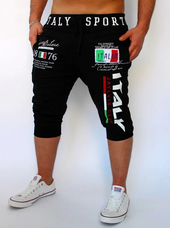 Herren-Sportshorts, Sweat-Shorts, Capri-Hose, Kordelzug, Druck, Buchstabe, Sport, Outdoor, Wochenende, Streetwear, stilvolle Jogginghose für Herren
