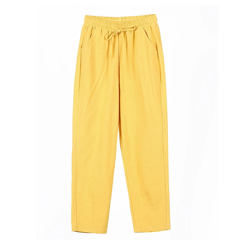 Frauen Frühling Sommer Hosen Baumwolle solide elastische Taille Süßigkeiten Farben Mode Harems hose lässige weibliche Hosen