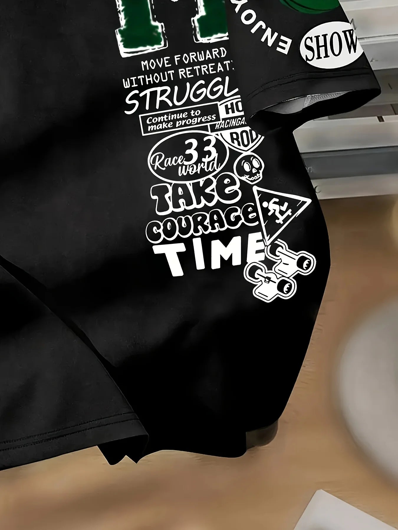 Modisches neues Herren-Sommer-T-Shirt mit personalisiertem Buchstaben-Graffiti-Print im Street-Style, atmungsaktiv, Rundhals-T-Shirt im Freien, High-Street-T