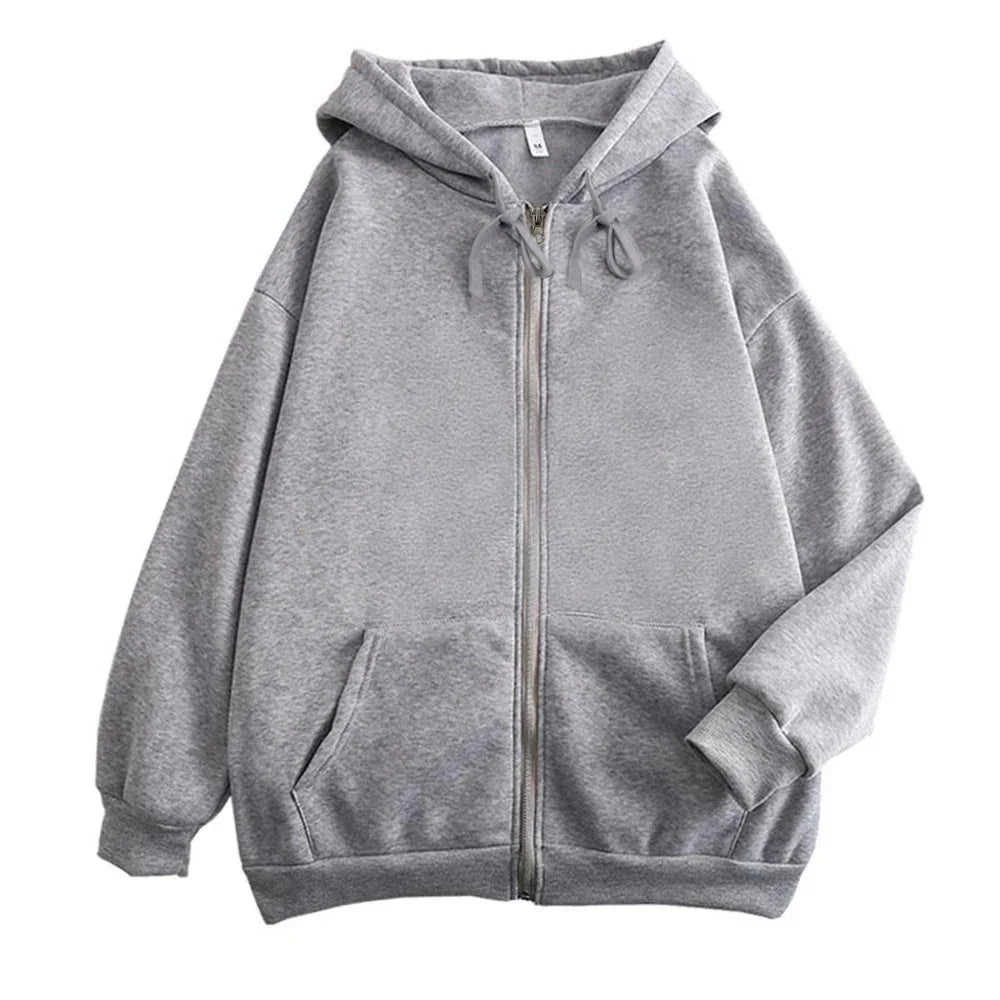 High Street Hoodie Männer Einfarbig Zip Up Langarm Lose Jacke Mäntel Casual Mit Kapuze Sweatshirt Y2K Mode Outdoor Kleidung