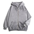 High Street Hoodie Männer Einfarbig Zip Up Langarm Lose Jacke Mäntel Casual Mit Kapuze Sweatshirt Y2K Mode Outdoor Kleidung