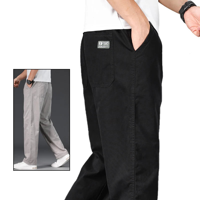 Große Größe Herren Freizeithose Relaxed Fit Baumwollhose Elastische Taille Kordelzug Jogginghose Herren Joggerhose Sommer Frühling