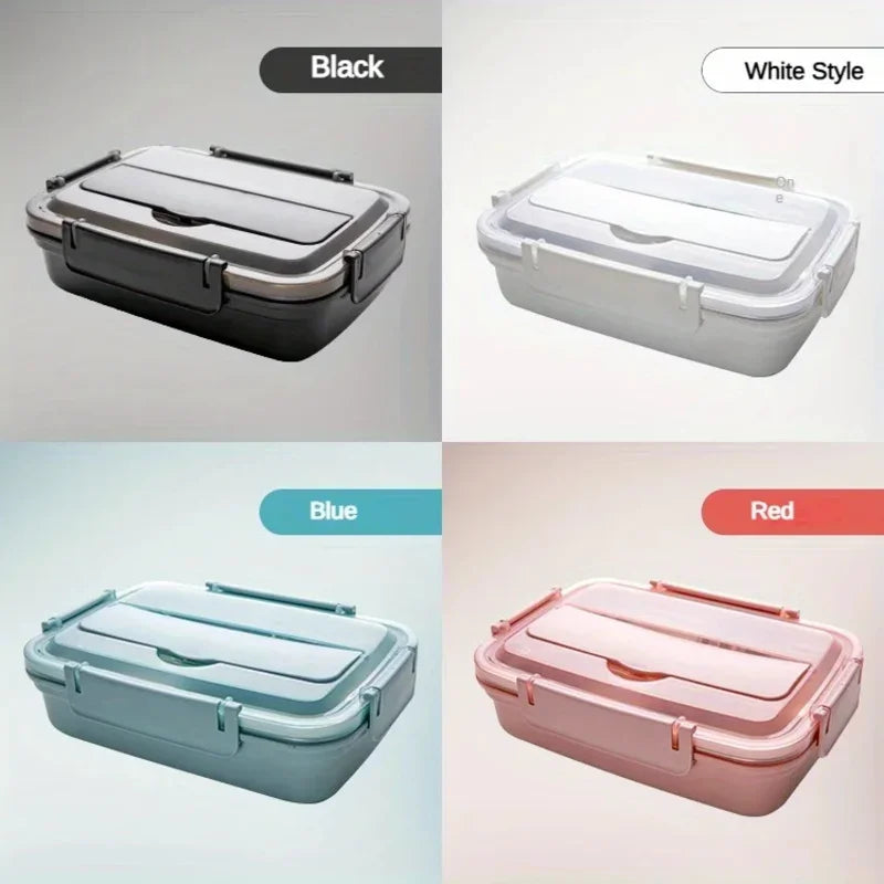 Auslaufsichere Lunchbox aus Edelstahl mit 3/4-Fächern – langlebiger, leicht zu reinigender Bento-Behälter für Studenten und Büroangestellte