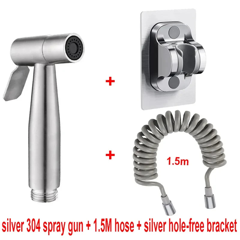 Hand-Bidet-Sprühset, Spritzpistole aus Edelstahl 304, Dusche, Hand-WC-Bidet-Wasserhahn, Sprühgerät, Duschdüse, selbstreinigend
