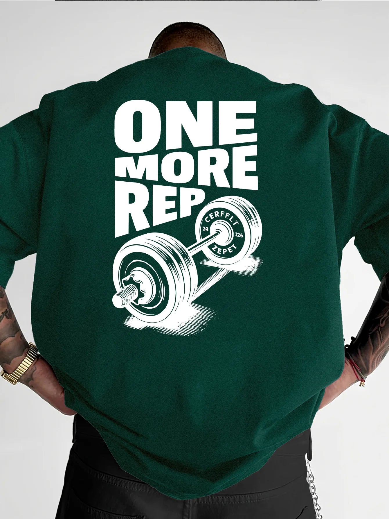 Herren T-Shirt Vintage Lustiges Fitnessstudio Workout ONE MORE REP Gewichtheben Damen Streetwear Baumwolle Übergroße T-Shirts Kurzarm Lose Top