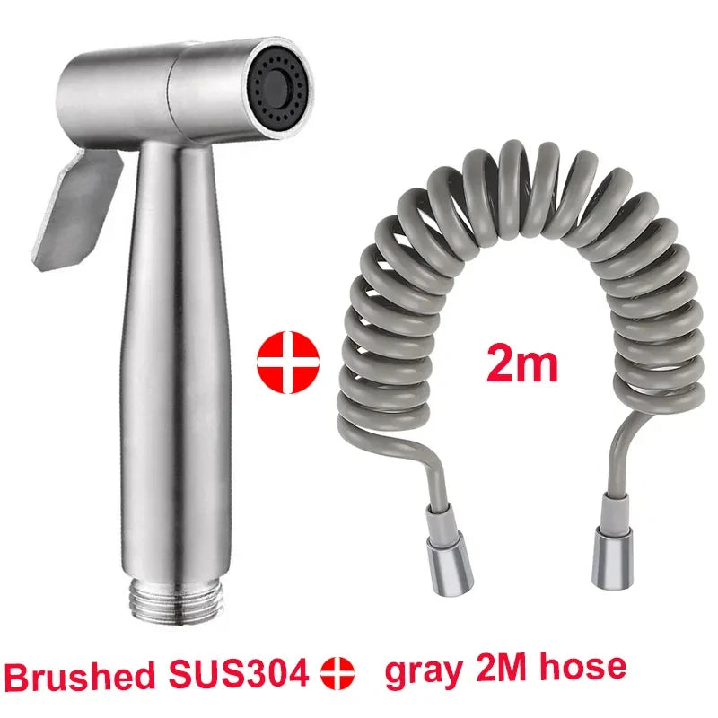 Hand-Bidet-Sprühset, Spritzpistole aus Edelstahl 304, Dusche, Hand-WC-Bidet-Wasserhahn, Sprühgerät, Duschdüse, selbstreinigend