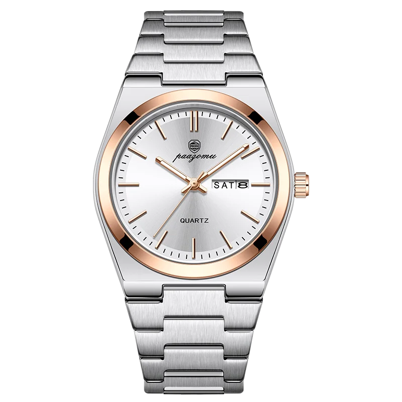 PAAZOMU Luxus Sport Quarz Mann Armbanduhr Wasserdicht Leucht Datum Woche Männer Uhren Edelstahl herren Uhr Männlich Reloj + box