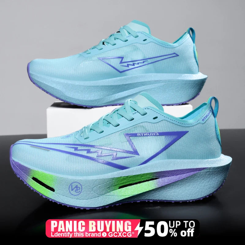 Laufschuhe mit Carbonplatte, Spezial-Marathon-Schuhe für Herren, Atmungsaktive Leichte Damen-Sneaker, Bequeme Rutschfeste Chunta-Schuhe