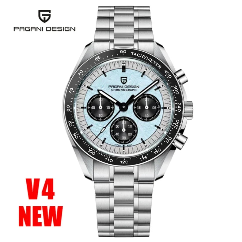 PAGANI DESIGN 2026 New Moon Herrenuhren, Luxus-Quarzuhr für Herren, VK63, Chronograph, AR-Saphirspiegel, Keramiklünette, leuchtend