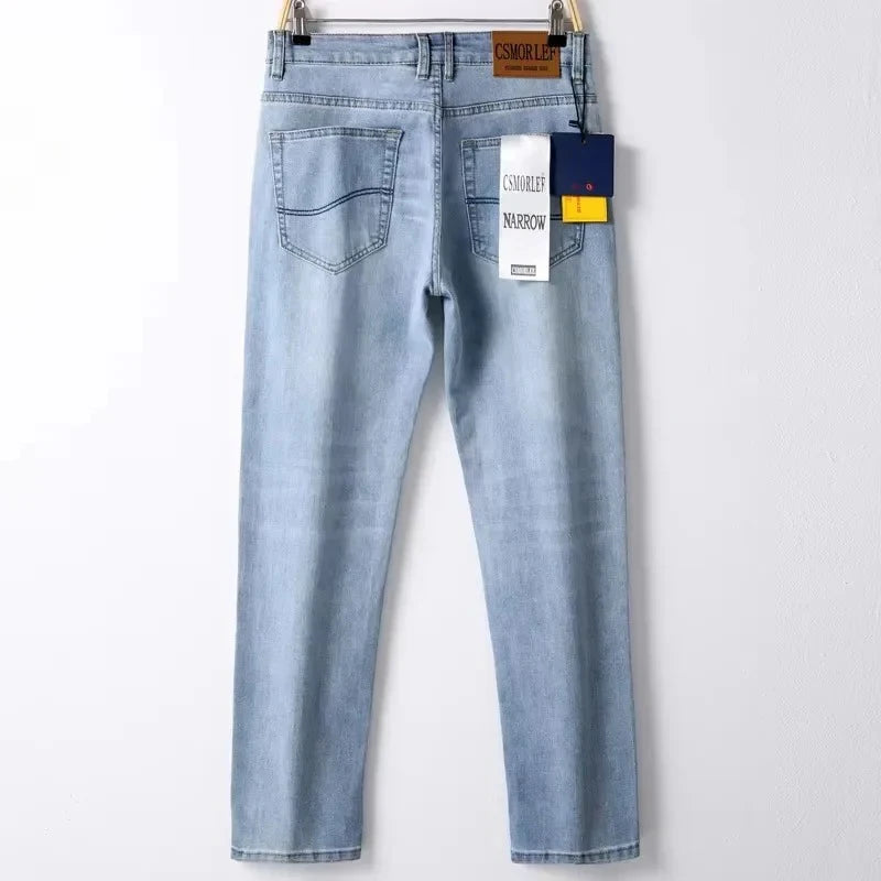 2026 Frühling Sommer Dünne Jeans Klassischer Stil Mode Stretch Regular Fit Denim-Hose Herren Marke Gewaschene Hellblaue Jeans