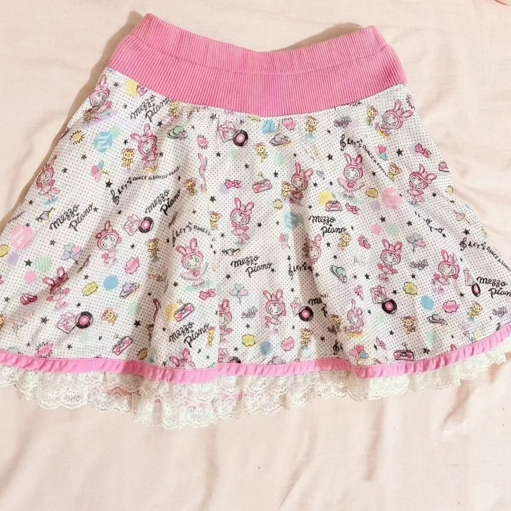 Japanische Kawaii Crop Tops Cartoon Print Harajuku Lolita Kurzarm T-shirts Frauen Y2k Ästhetische Dünne T Vintage Fee Grunge