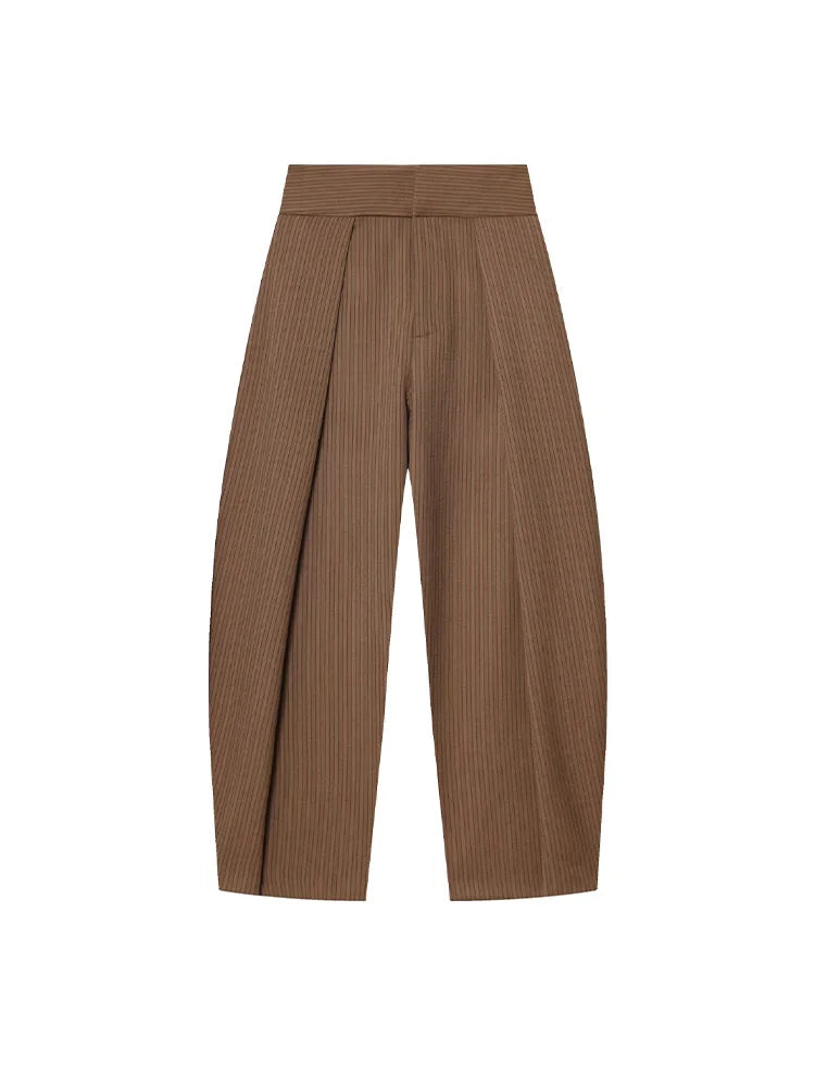 HH Damen Elegante Vintage Plissierte Ballonhose mit Reißverschluss High-Street-Stil Lose Taschen 3-Farben Frühlingshose Mujer