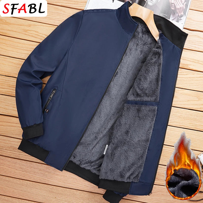 Warme Fleece Herbst Winter Jacken für Männer Business Büro Kleid Mantel Casual männer Winter Jacke Einfarbig Luxus Oberbekleidung mann