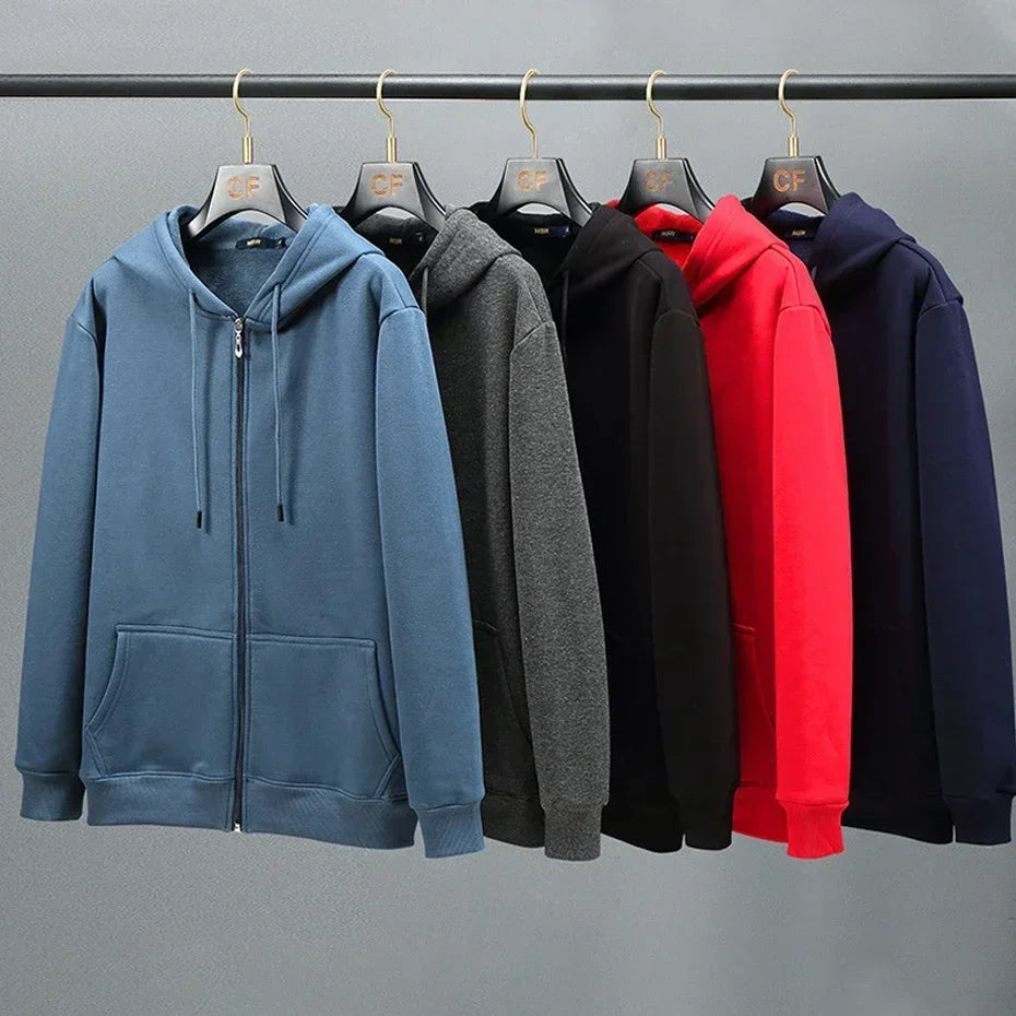 Große Größe Hoodie Männer Kapuze Langarm Sweatshirt Männlich Zip-up Lose Baumwolle Fleece-gefüttert Casual Top Zipper Große fett Plus 10XL 12XL