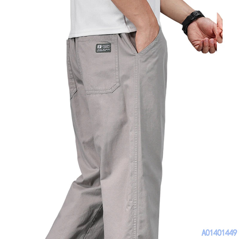 Große Größe Herren Freizeithose Relaxed Fit Baumwollhose Elastische Taille Kordelzug Jogginghose Herren Joggerhose Sommer Frühling