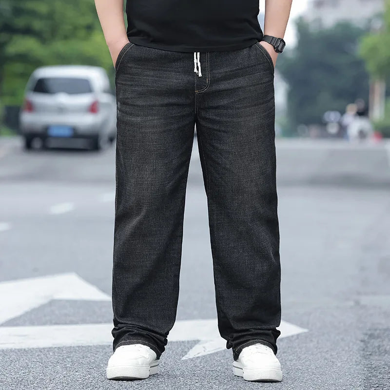 8XL Oversize Jeans Männer Herbst Mode Streetwear Hose Plus Größe Cargo Jeans Weiche Baumwolle Lose Baggy Casual Jeans Für Papa mann
