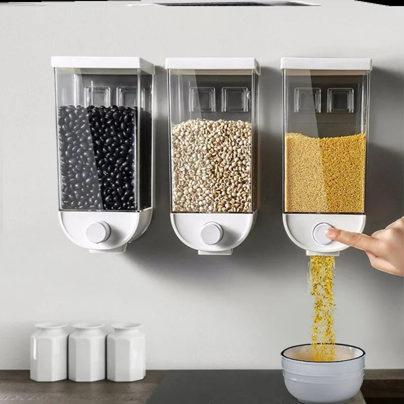 Küche Lagerung Lebensmittel Organizer Wand Montiert Trockenen Lebensmittel Getreide Spender Snack Getreide Kunststoff Lagerung Container Box Rack für Hause