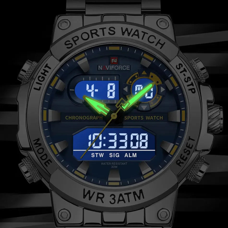NAVIFORCE Männer Militär Uhr Wasserdichte Armbanduhr Dual Display Quarzuhr Sport Uhr Männliche Große Uhren Männer Relogios Masculino