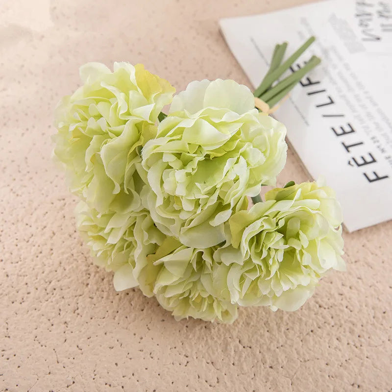 5-köpfe Pfingstrose, künstliche Seidenblumen, künstliche Pfingstrosen, Hochzeitsstrauß für die Braut, künstliche Blumen, Bündel für Wohnzimmer für Heimdekoration