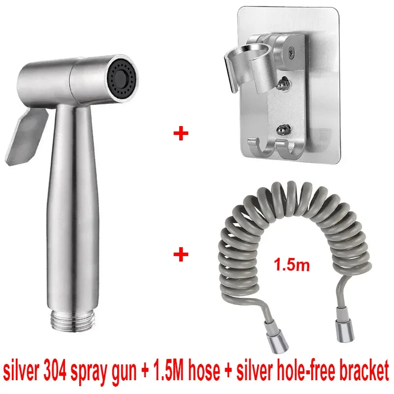 Hand-Bidet-Sprühset, Spritzpistole aus Edelstahl 304, Dusche, Hand-WC-Bidet-Wasserhahn, Sprühgerät, Duschdüse, selbstreinigend