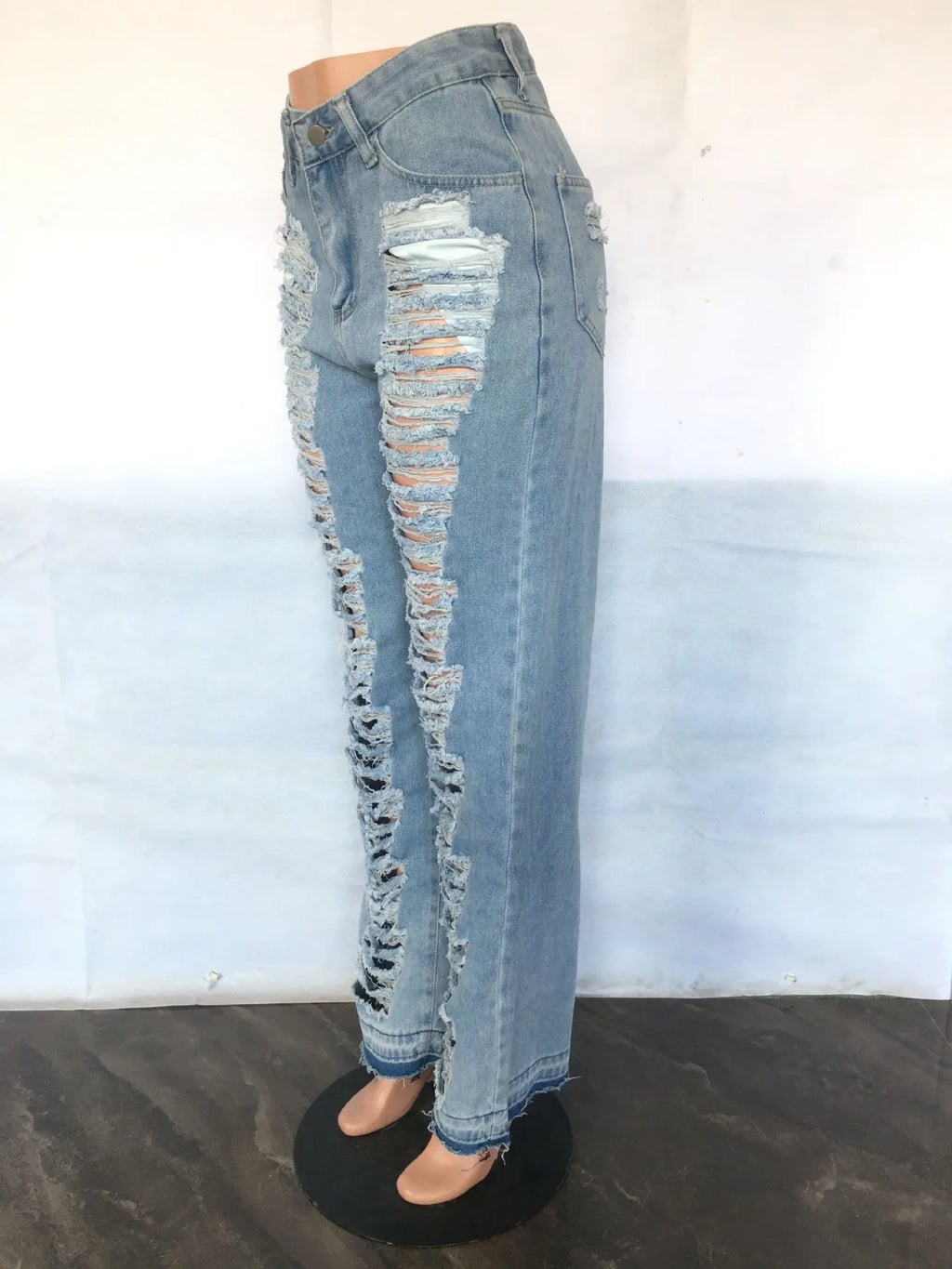 Angebot ,Jeans Frauen Denim Hose Lange Flare Hosen Loch Mom Jeans Slim Fit Hohe Taille Y2k Streetwear Splice Gerade Hosen Party Club