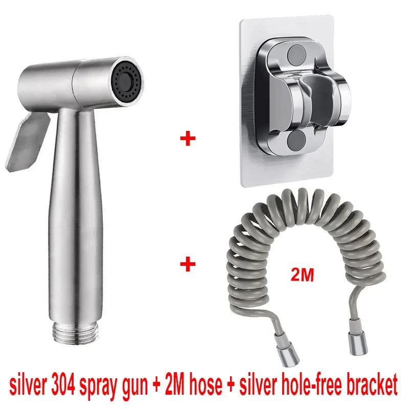 Hand-Bidet-Sprühset, Spritzpistole aus Edelstahl 304, Dusche, Hand-WC-Bidet-Wasserhahn, Sprühgerät, Duschdüse, selbstreinigend