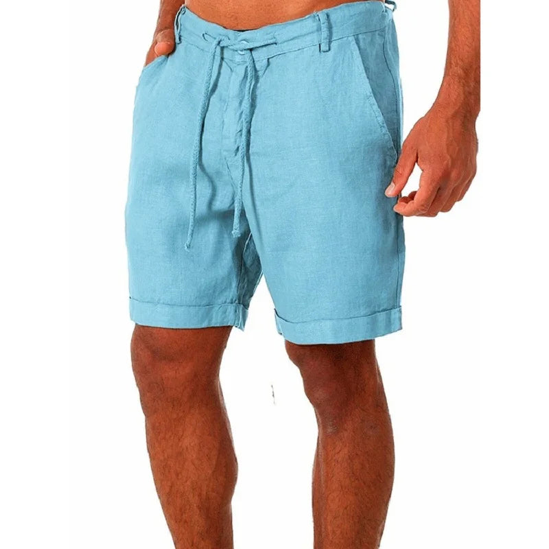 Neue Männer Baumwolle Leinen shorts Hosen Männlichen Sommer Atmungs Einfarbig Leinen Hosen Fitness Streetwear S-4XL