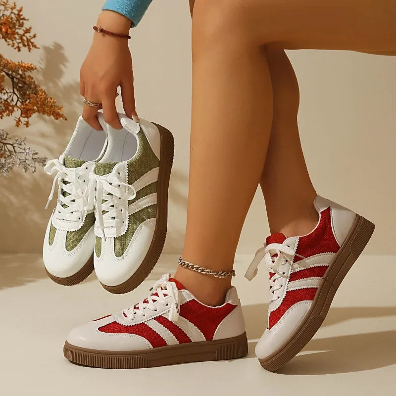 Damen Casual Sneakers Trendige Neue Mode Leichte Freizeitschuhe für Outdoor-Spaziergänge Bequeme Rutschfeste Flache Turnschuhe