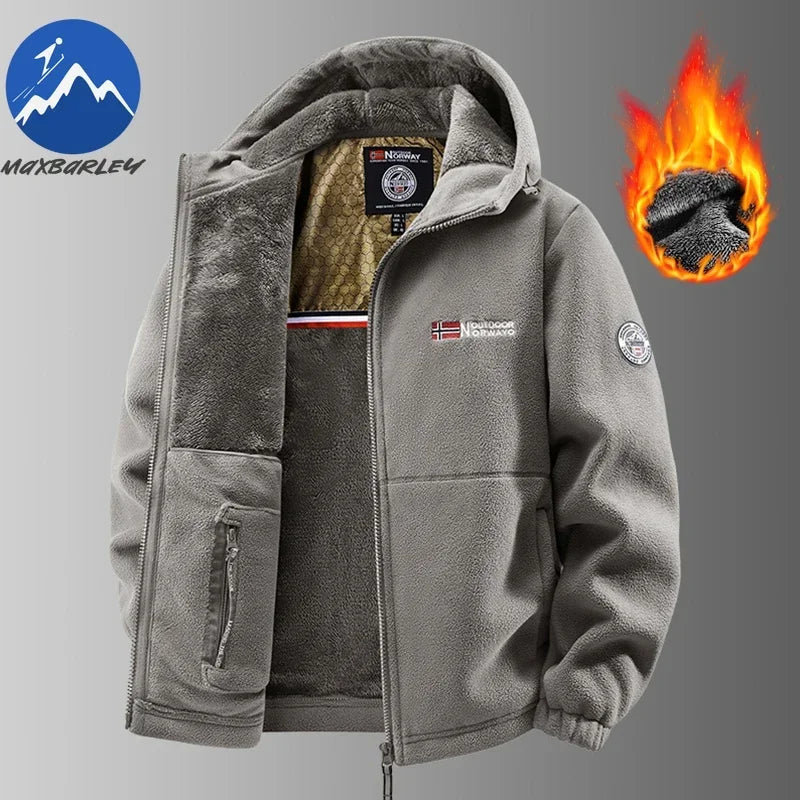 Heißer Verkauf Herren Herbst und Winter mit Kapuze norwegische Fleecejacke, Fleecejacke, Outdoor-Paar plus dicke Fleece-warme Jacke