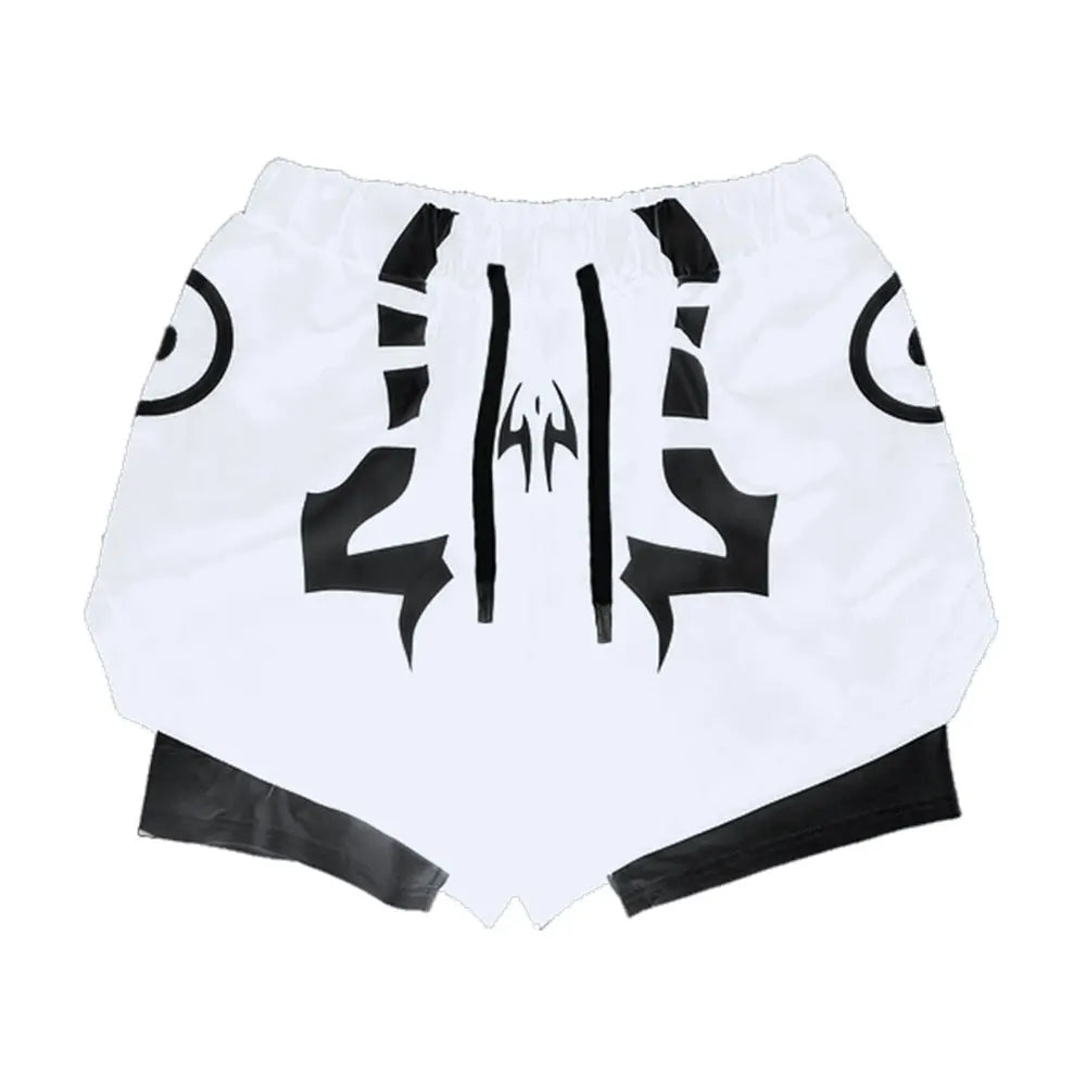 Anime Jujutsu Kaisen Kompressionsset Fitnessanzug für Herren, schnell trocknendes 3D-Kompressionsshirt + Fitnessstudio-Shorts, Lauf-Workout-Sportbekleidung