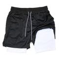 Doppelschichtige Fitness-Shorts für Herren, für Fitness, Fitnessstudio, Training, 2-in-1-Sport-Shorts, schnell trocknend, Workout, Joggen, Doppeldeck, Sommer