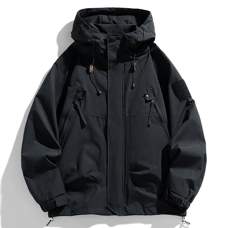 Windjacken Männer Kapuzenjacke Reißverschluss Mantel Fracht Wasserdicht Schwarz Bomber Camping Lose Dünne Softshell Mit Kapuze Wanderjacke