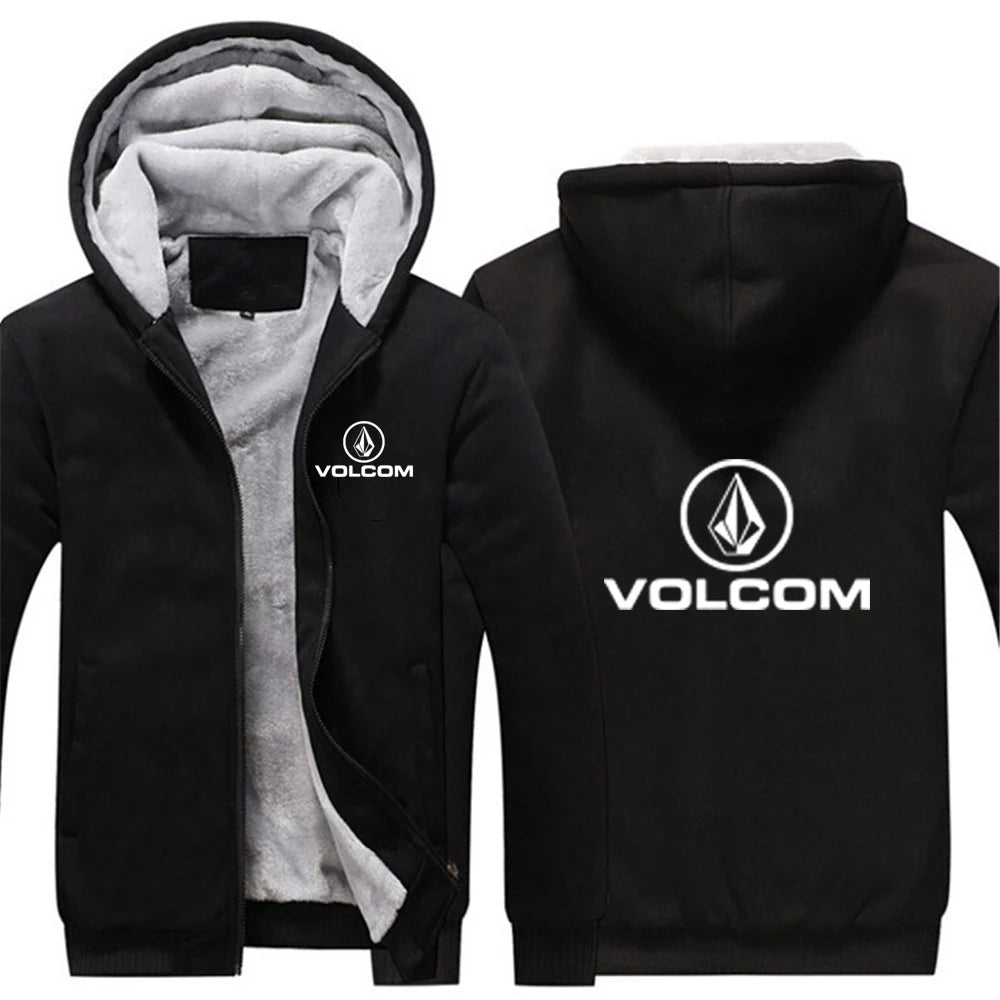 verdickte warme Jacke, Herbst und Winter, VOLCOM-Druck, Herren-Baumwollfutter, bequemer Mantel, beliebte Hoodies