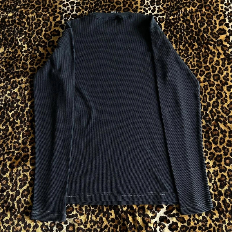 Grunge Cyber Mall Goth Thermo T-Shirt Totenköpfe Grafikdruck Langarm Pullover Tops Damen 90er Jahre Vintage Ästhetische T-Shirts