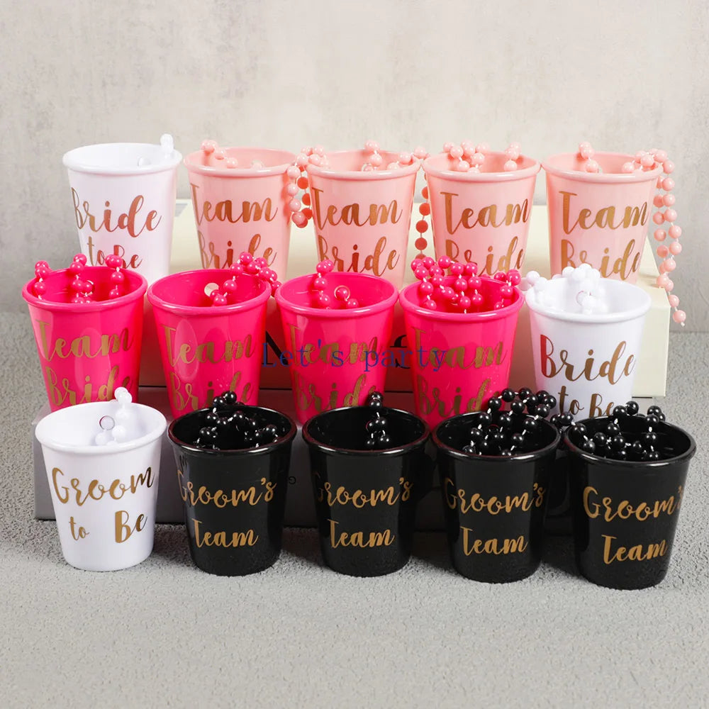 11 Stück Team Bride Trinkbecher Bräutigam zu sein Kunststoff Schnapsgläser für Brautparty, Party, Geschenk, Braut, Hochzeit, Junggesellinnenabschied, Dekoration