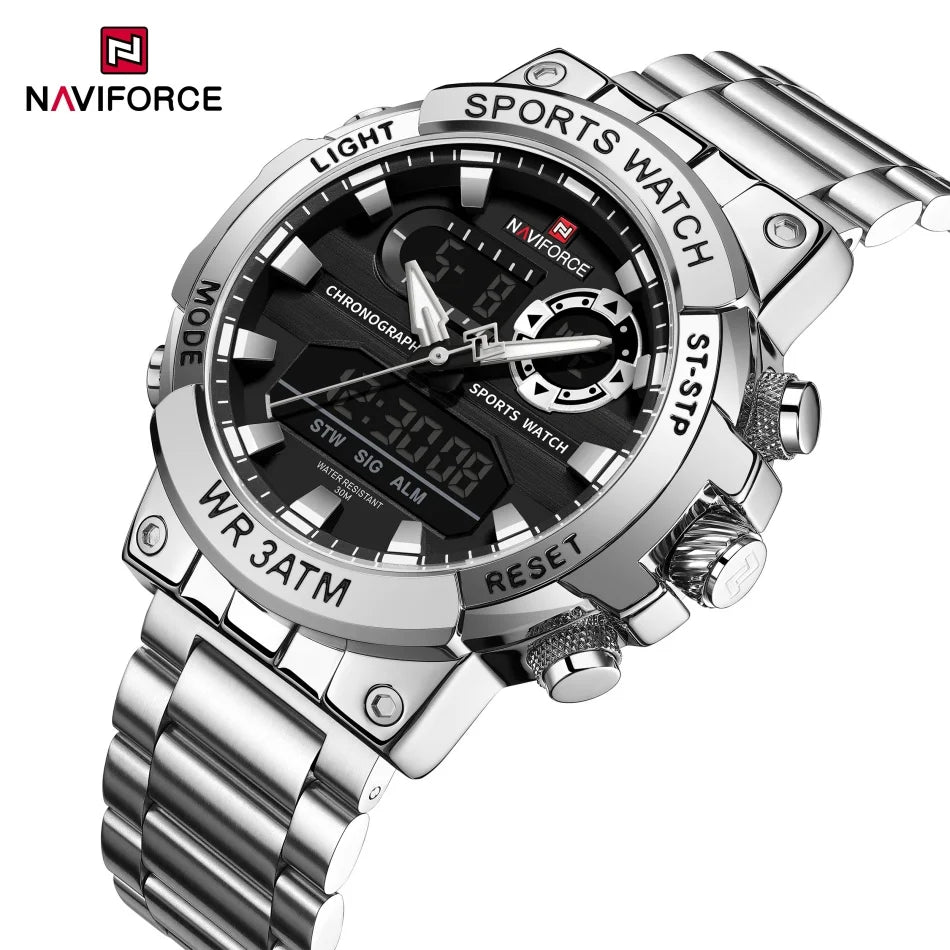 NAVIFORCE Männer Militär Uhr Wasserdichte Armbanduhr Dual Display Quarzuhr Sport Uhr Männliche Große Uhren Männer Relogios Masculino