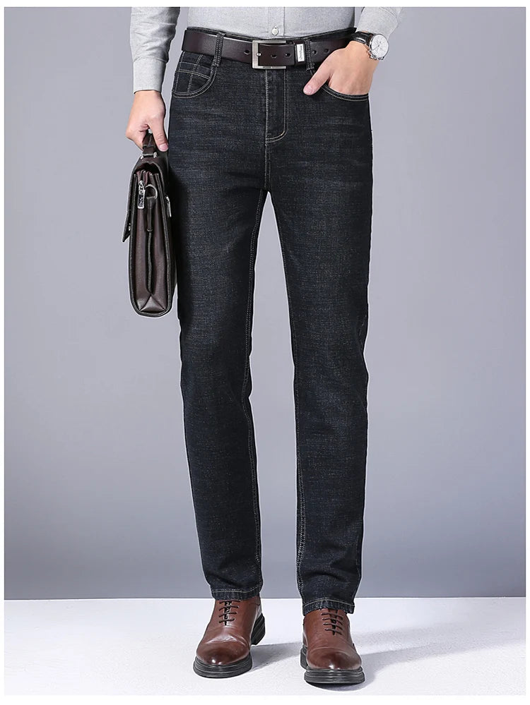 Männer Mode Gerade Jeans Männer  Neue Stretch Slim Fit Hosen Komfortable Weiche Business Denim Hosen Männliche Marke Kleidung