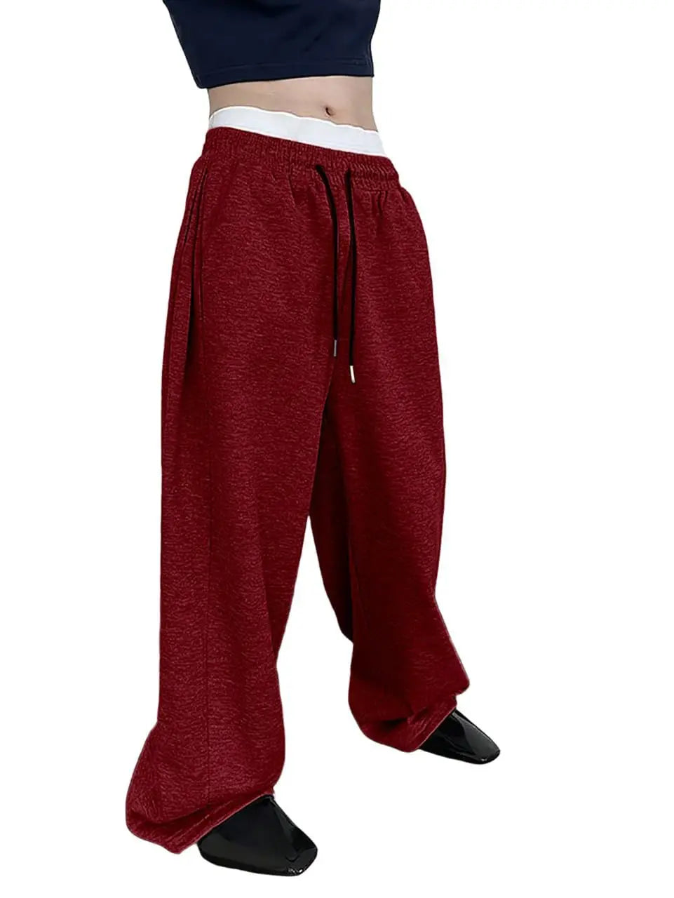 Herren-Sweatpants mit weitem Bein, Kordelzugbund, gerade geschnitten, lockere Freizeithose, Wanderhose, Jogginghose